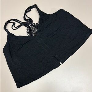 Black Aerie Lace Detail Crop Top Size Medium